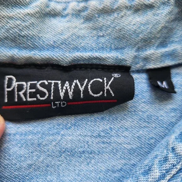 Vintage Denim Shirt Teddy Bear Floral Short Sleeve Spring Summer Cute Teddy Core - Picture 10 of 13